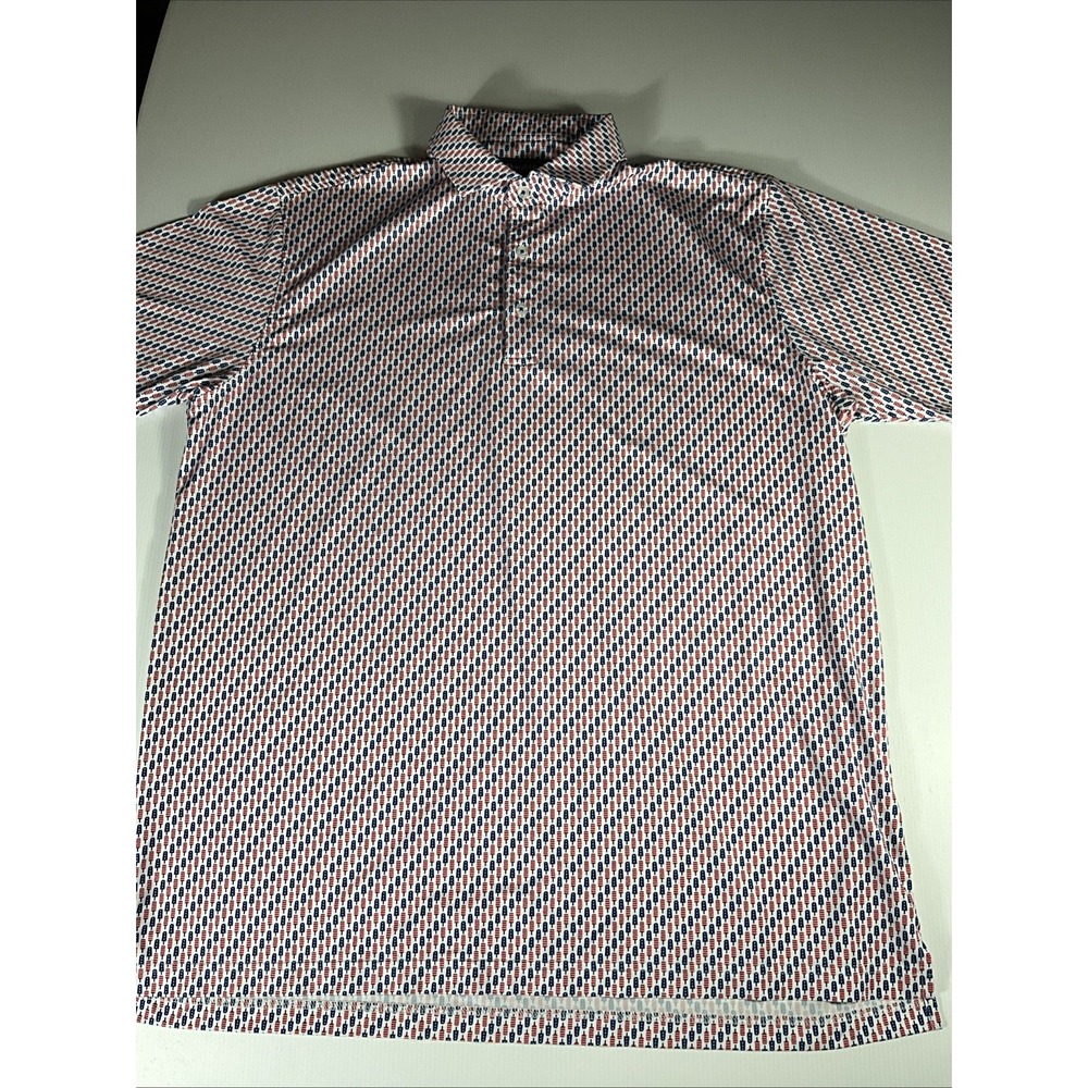 Donald Ross Golf Polo Shirt Mens 3XL Patriotic Bomb Pop Print Red White Blue